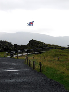 Flagge Island, Þingvellir Thingvellir, Island, Iceland, Erstes Parlament